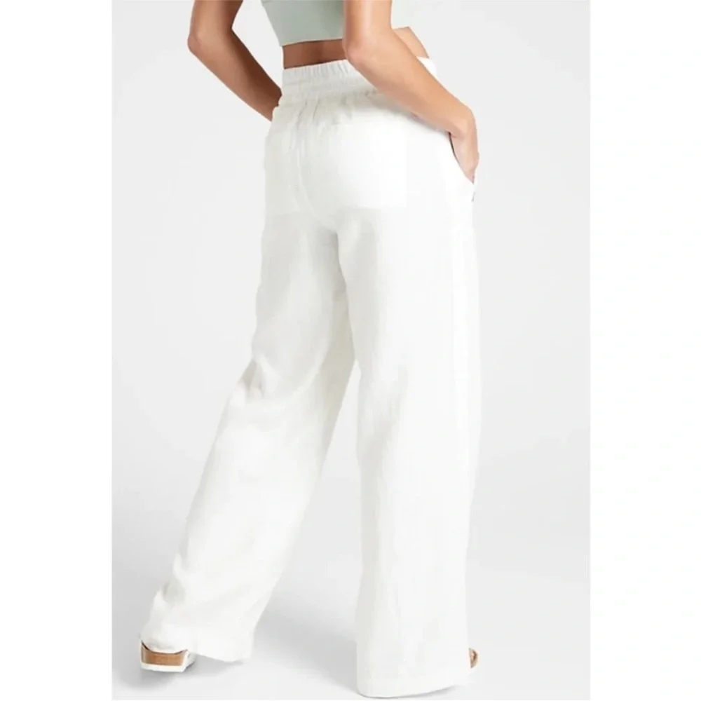 Athleta Cabo Linen Wide Leg Crop Pant White Casual Athleisure Active Women’s 6 - Picture 2 of 10